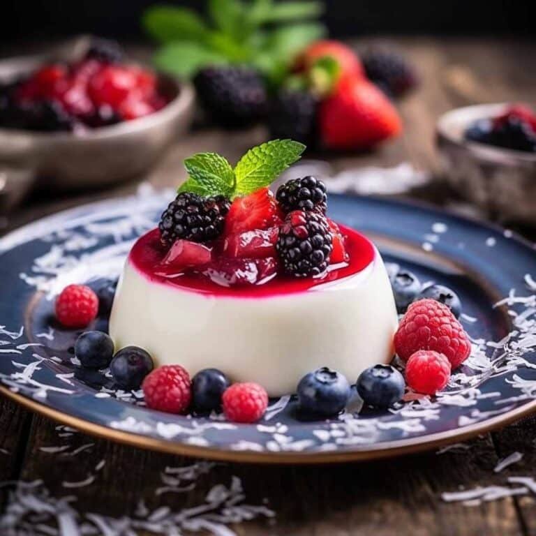 Kokos-Panna Cotta mit Beerensoße: Das Must-Have Dessert 🥥🍓